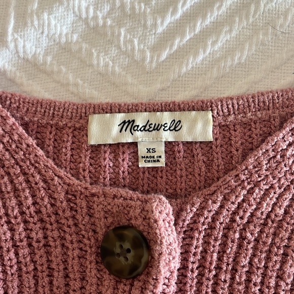 Madewell Ruffle-Strap Button-Front Sweater Tank, pink, size XS - Picture 3 of 9